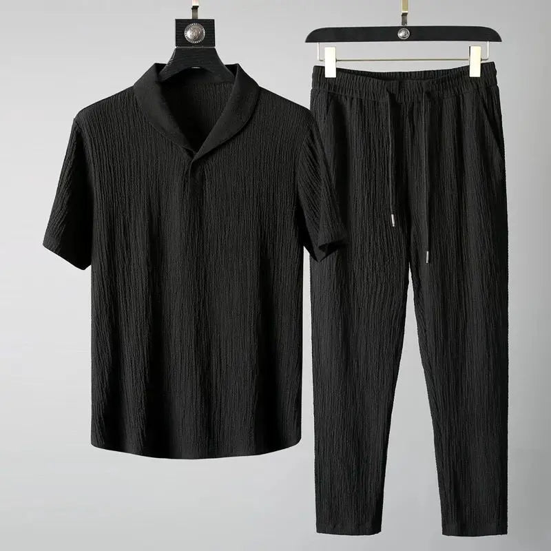 Men's Classic Shirt & Trousers Set – Business Casual 2-Piece Outfit (M–4XL)