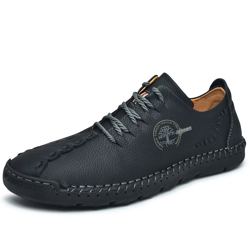 Men's Genuine Leather Driving Loafers — Cow Leather Moccasin Slip-On Shoes (Sizes 38-48)
