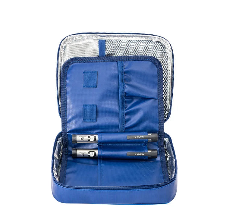 Portable Insulated Insulin Cooler Bag – Nylon Aluminum Foil Diabetic Travel Case with Gel Packs & Thermometer