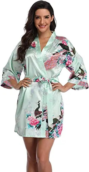 Women's Floral Rayon Kimono Robe | Sexy Lingerie Bath Gown Nightdress Oversize