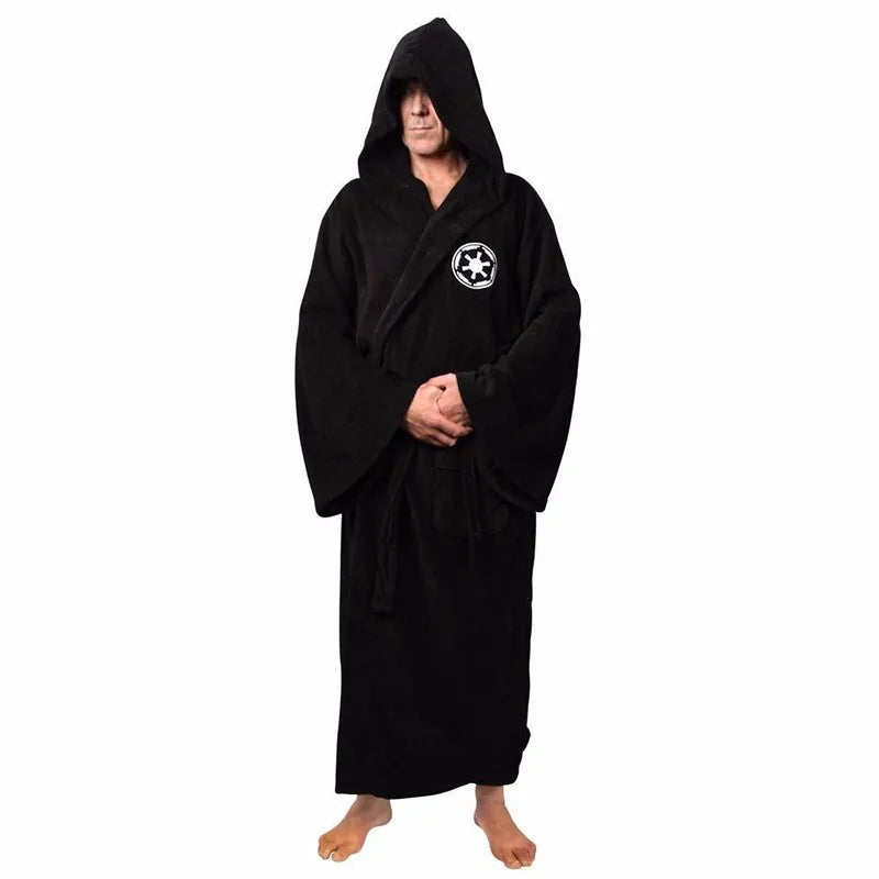 Men's Hooded Thick Flannel Robe | Star Print Winter Bathrobe Homewear