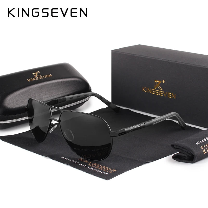 KINGSEVEN Men's Vintage Aluminum Polarized Sunglasses | Coating Lens Driving Eyewear for Men & Women