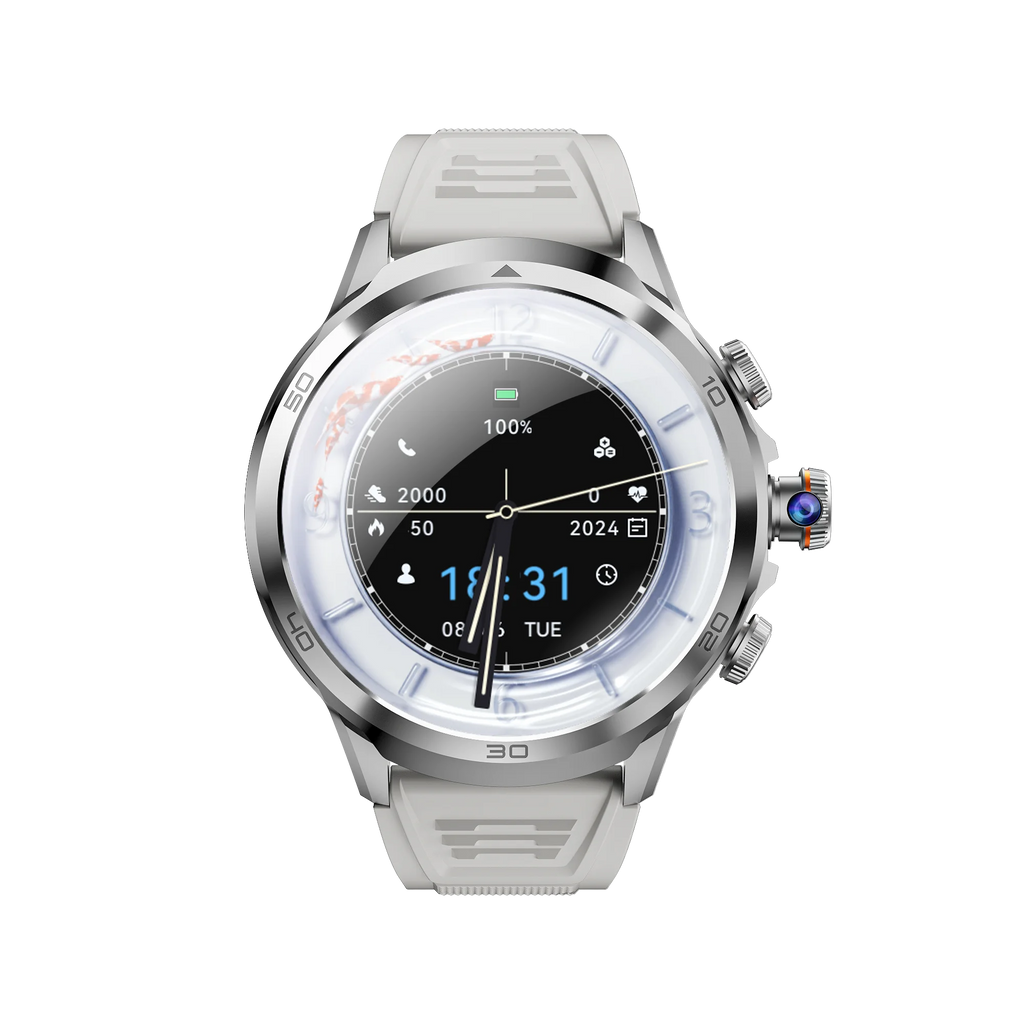 H19 Men's Smartwatch with 1.75 Inch HD AMOLED Screen 4G Connectivity IP67 Waterproof Silicone Band Side Camera GPS 3+32GB RAM