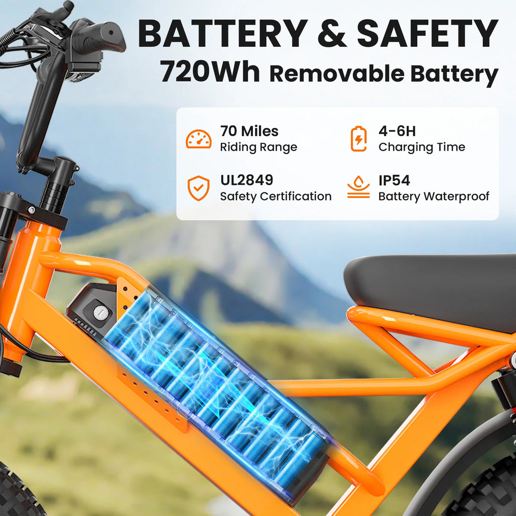 750W 16" Full Suspension Fat Tire Electric Mountain Bike for Kids — 48V 6-Speed (US Stock)