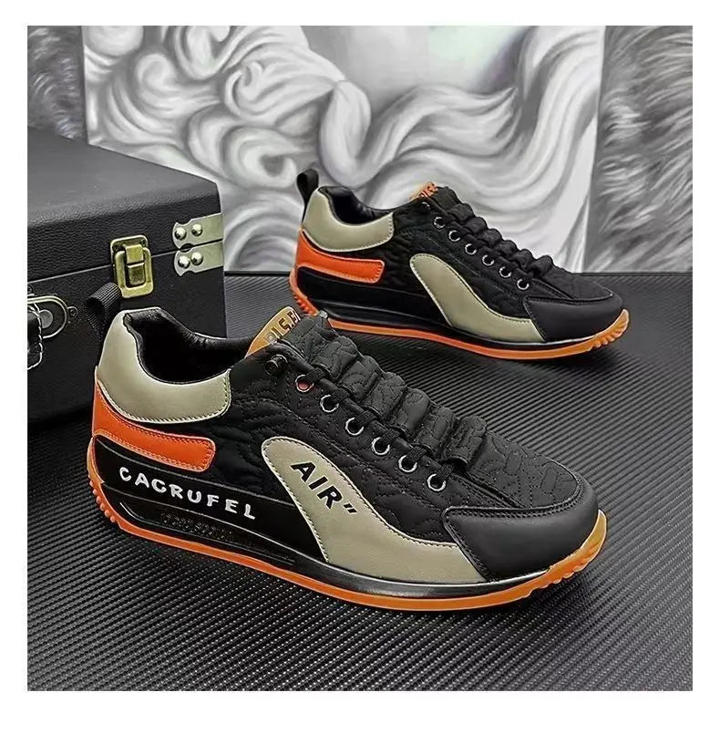Men's Fashion Lace-Up Running Sneakers — Rubber Outsole Sports Walking Shoes