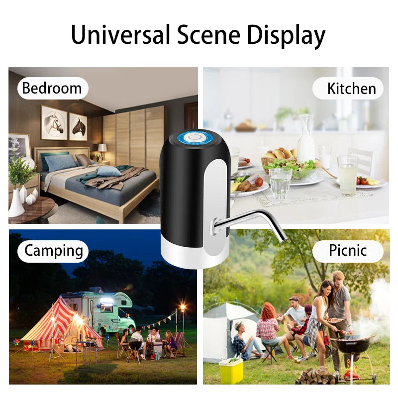 19-Liter Water Bottle Pump — USB Charging Automatic Electric Dispenser with Universal Cap