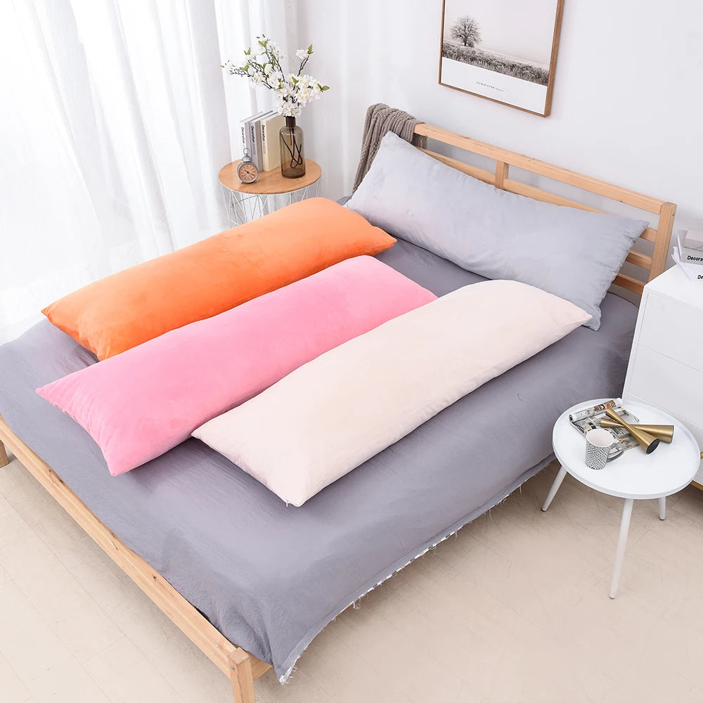 Super Soft Plush Body Pillow Cover – Nordic Solid Color, Multiple Sizes, Hidden Zipper
