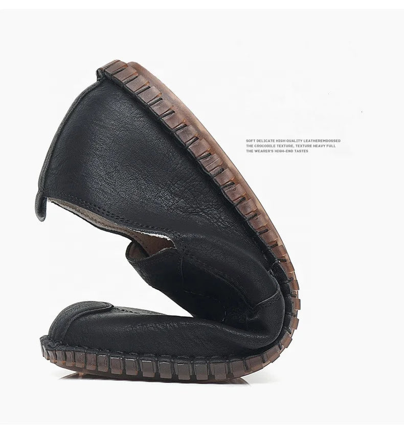 Men's Casual Business Leather Shoes — Slip-On Genuine Leather Walking Shoes (Sizes 38-44)