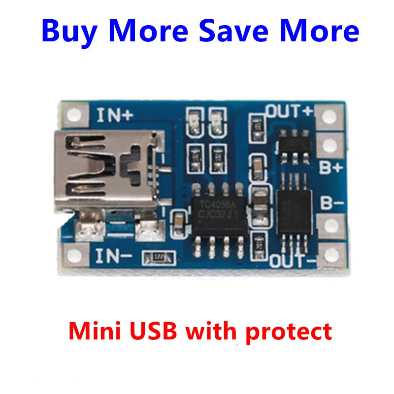 5-Pack USB 18650 Charger Module — Type-C / Micro / Mini USB Li-ion Charging Board