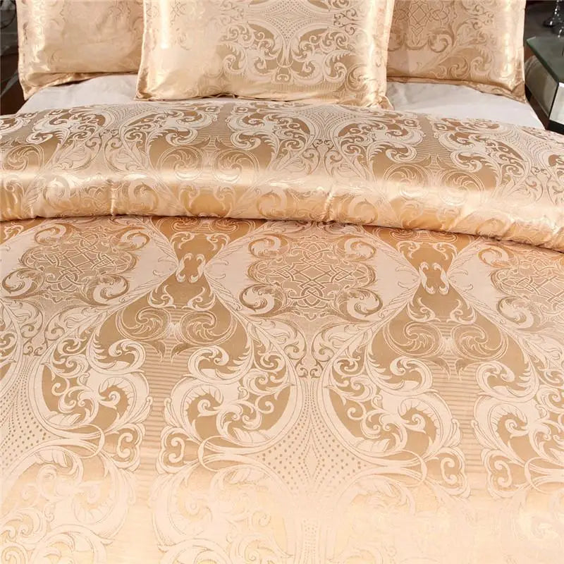 Luxury Silky Duvet Cover Set – Queen & King Bedding with Pillowcases, Gold & Multi-Color