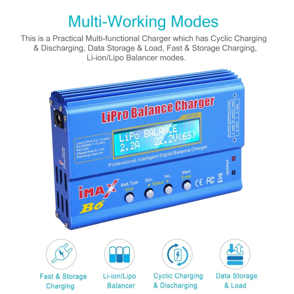 iMAX B6 80W LiPo Balance Charger Discharger – NiMH, Li-ion, NiCd, LiFe, Pb with 15V 6A Adapter