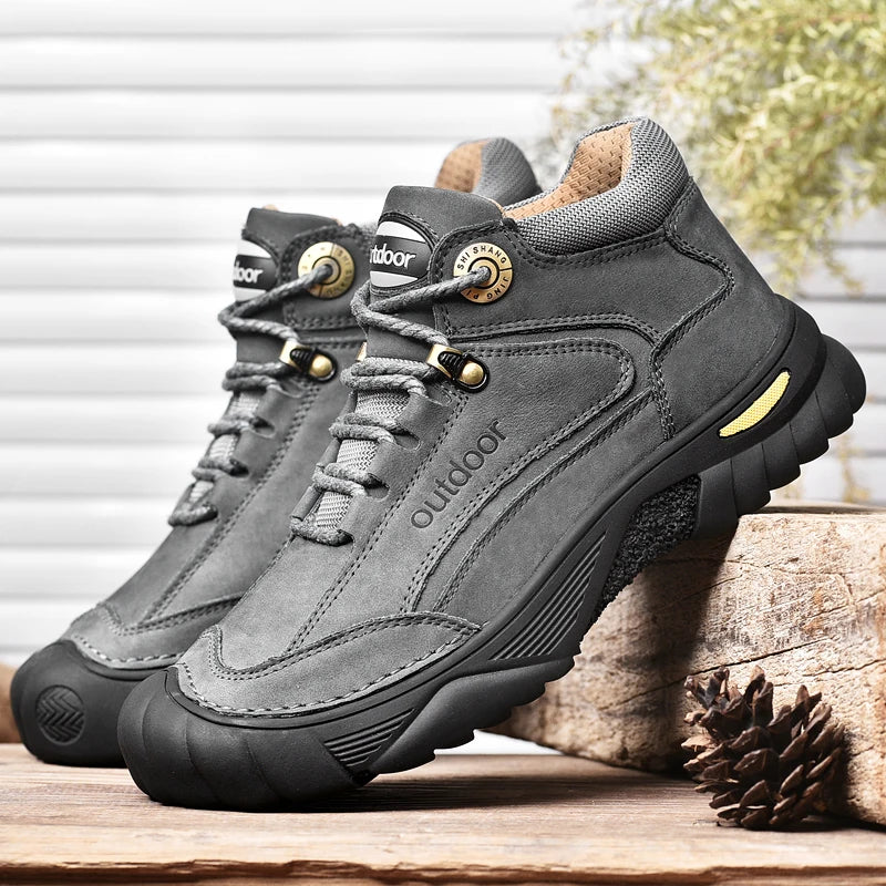 Men's Cow Leather Lace-Up Ankle Boots