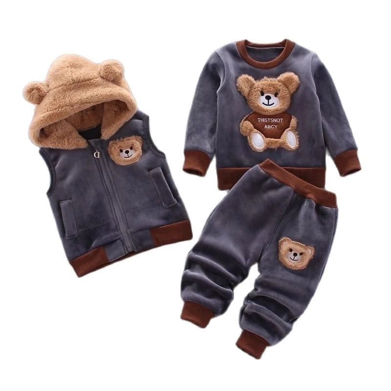 Kids' Warm Plus Velvet Pajama Sets | Fashion Print Pullover & Pants 2-Piece Outfits 1-14 Years
