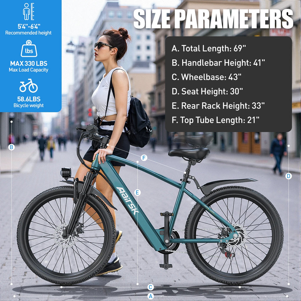 AtlasTrek 250W Road & City Electric Mountain Bike — 36V 10Ah 26" Unisex Commuter E-Bike