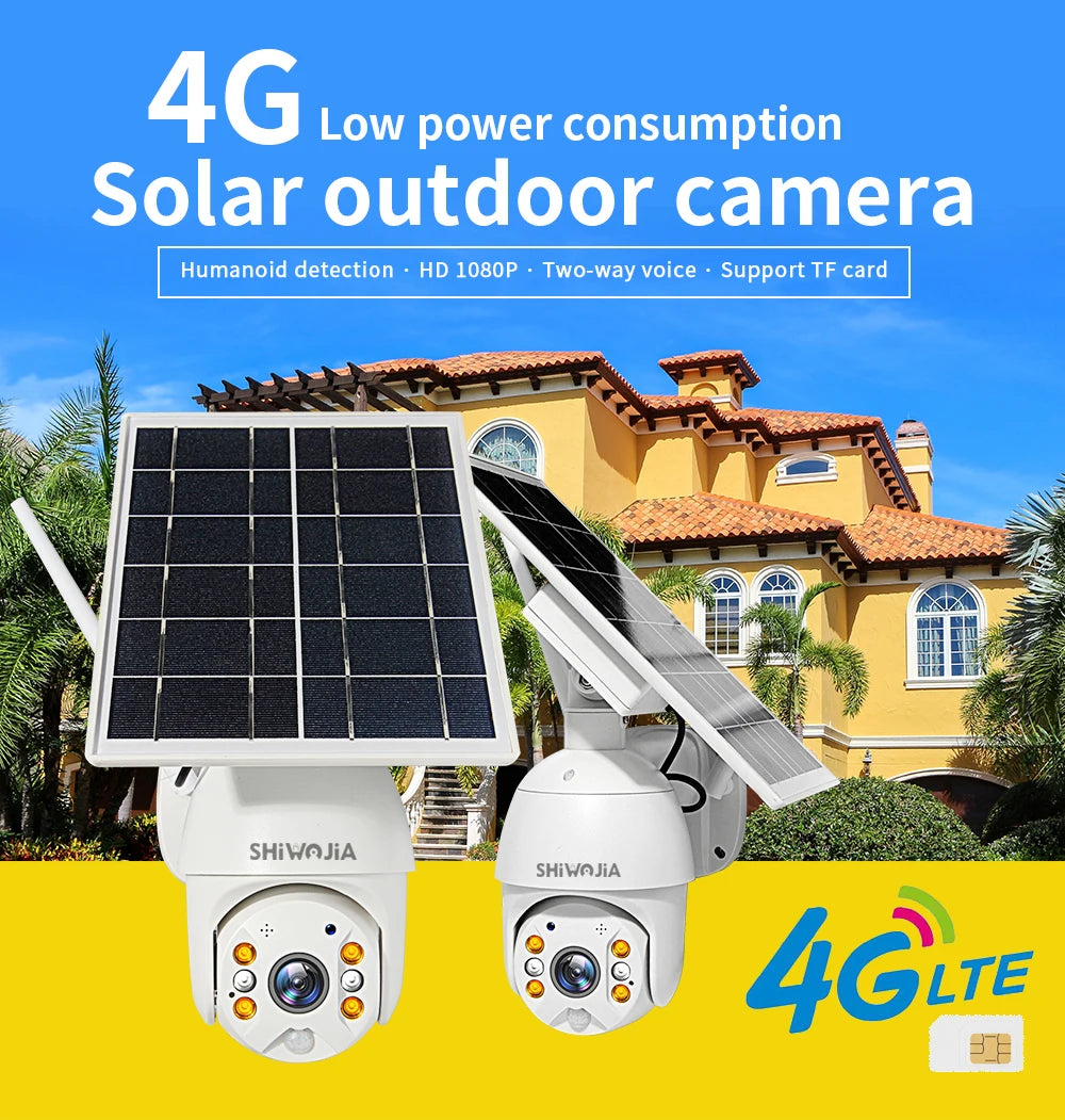 SHIWOJIA Solar Security Camera – 4G or Wi-Fi Options