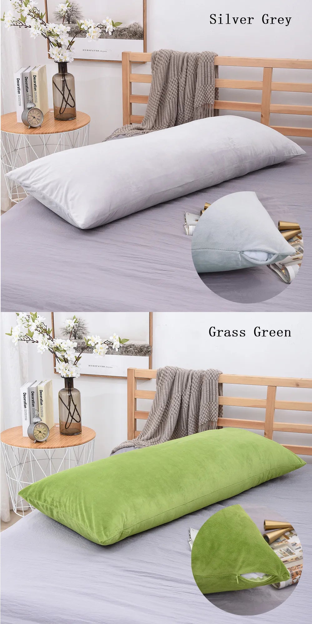 Super Soft Plush Body Pillow Cover – Nordic Solid Color, Multiple Sizes, Hidden Zipper