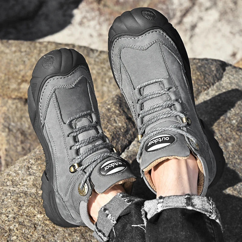 Men's Cow Leather Lace-Up Ankle Boots