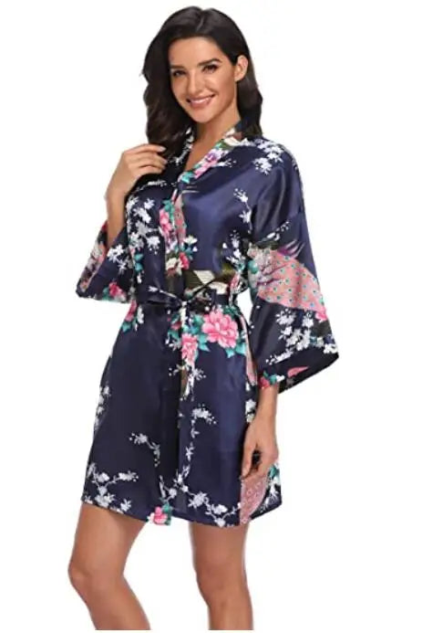 Women's Floral Rayon Kimono Robe | Sexy Lingerie Bath Gown Nightdress Oversize
