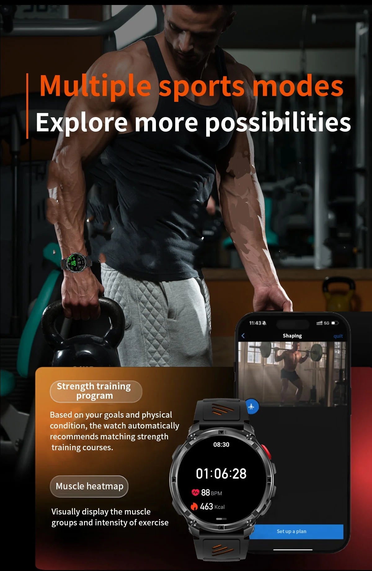 HT33 Sport Smart Watch | Swim Mode Waterproof Outdoor Exercise Sleep Monitoring Fitness Watch