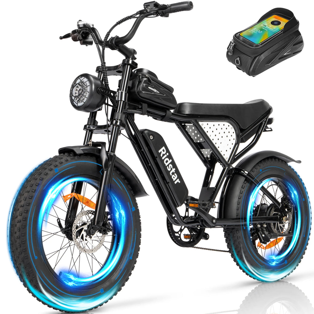 Ridstar Q20 Mini Fat Tire E-Bike — 48V 15Ah 20" Electric Dirt Mountain Bike (US Free Shipping)