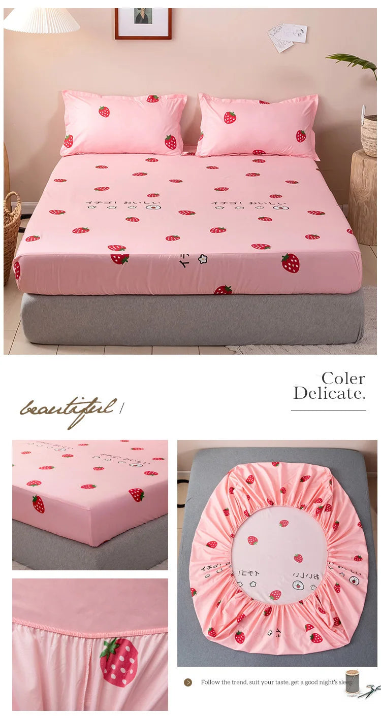 Bonenjoy Carrot Pattern Fitted Sheet – Elastic Mattress Cover, Twin to King, Adults & Kids