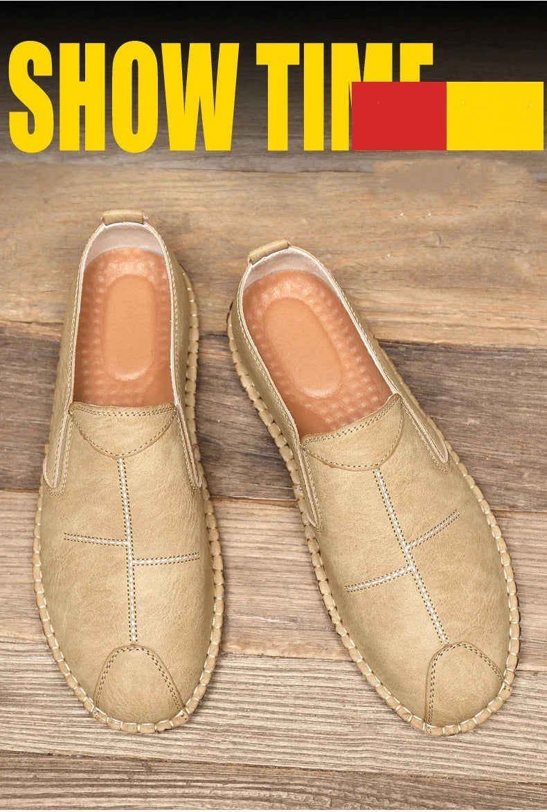 Men's Casual Business Leather Shoes — Slip-On Genuine Leather Walking Shoes (Sizes 38-44)