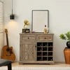Farmhouse Wood Sideboard Buffet Cabinet with 2 Drawers & Wine Bar Removable Wine Racks Storage Shelves
