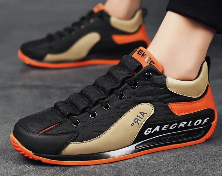 Men's Fashion Lace-Up Running Sneakers — Rubber Outsole Sports Walking Shoes