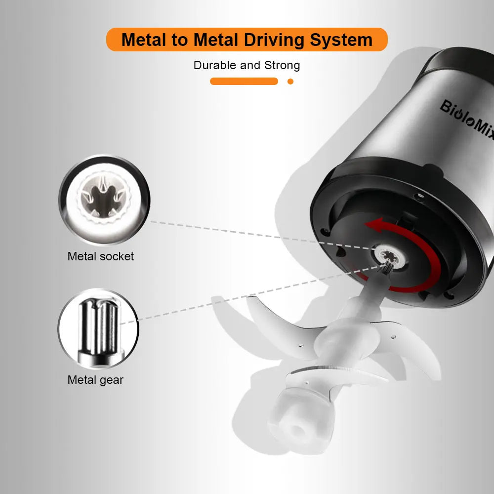 BioloMix 500W Electric Meat Grinder & Food Processor – 2L Stainless Steel, 2-Speed Chopper, Mincer & Slicer