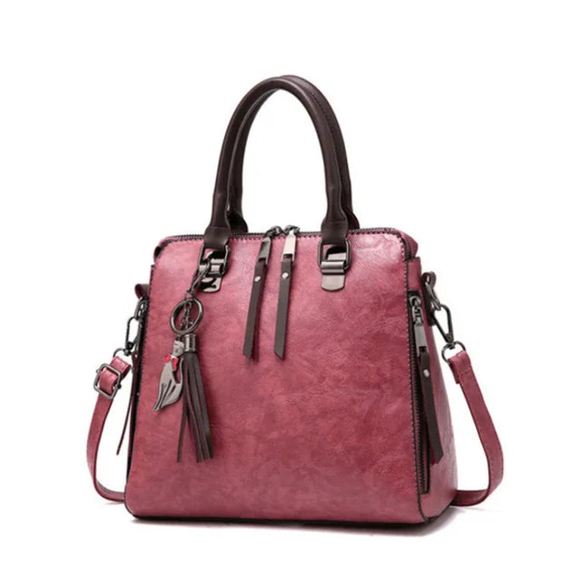 Vintage Cat Tassel Shell Crossbody Handbag – PU Leather Shoulder Tote for Women