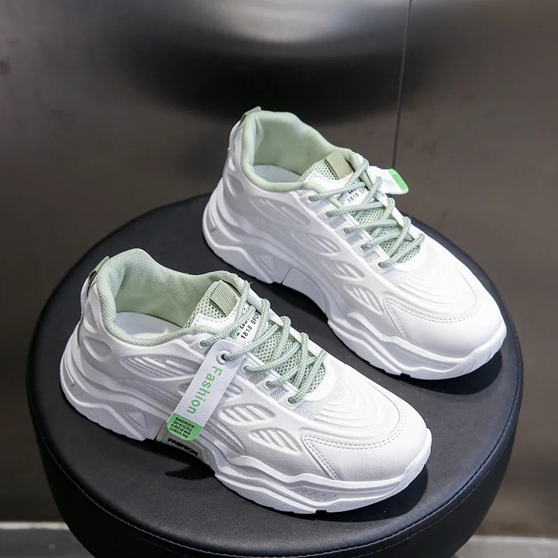 Women's Lace-Up Mesh Platform Sneakers — Breathable Comfortable Walking Shoes (Sizes 35-40)