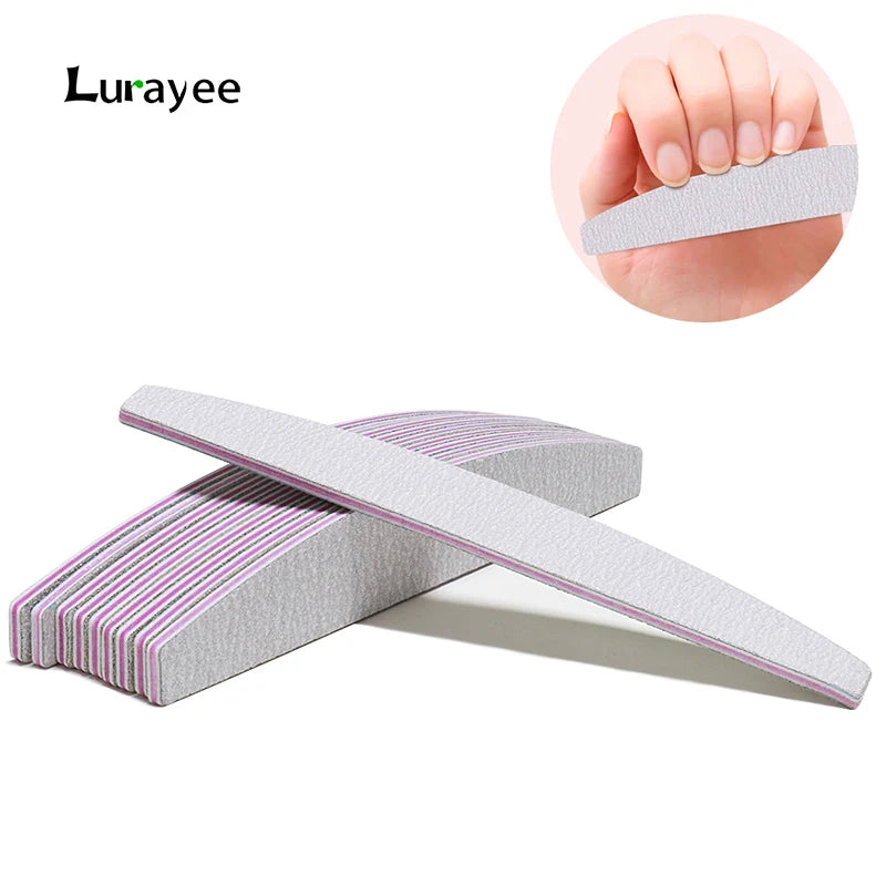 Nail File Buffer 100/180 Grit – Double-Sided Half Moon Sandpaper Nail Sanding & Manicure Tool