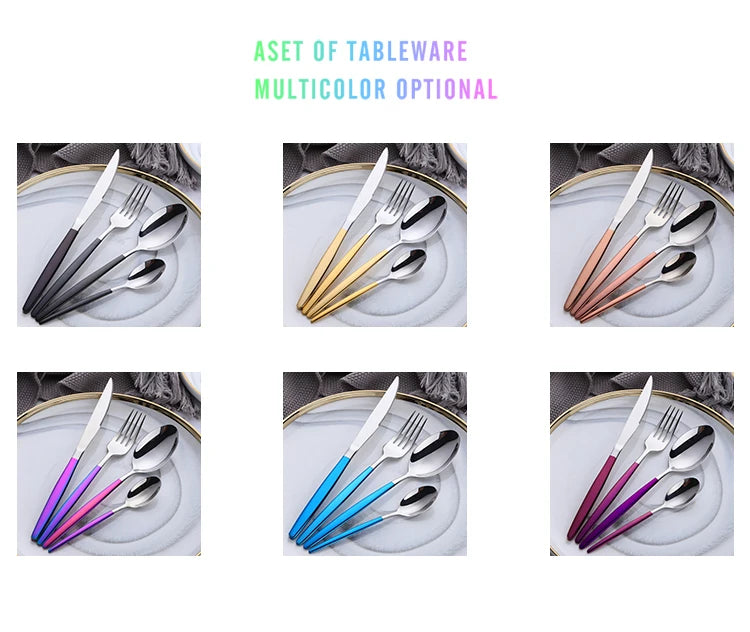 Stainless Steel Flatware – Rainbow, Gold & Color Options