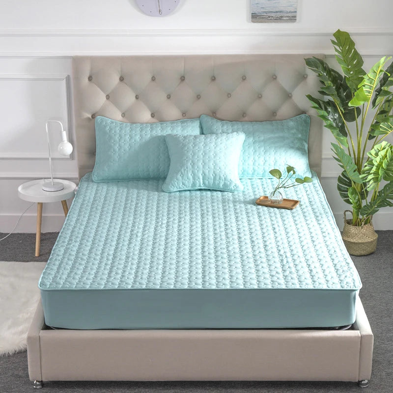 5-Sided Embossed Cotton Quilted Mattress Protector – Washable Anti-Mite Topper, Multiple Sizes