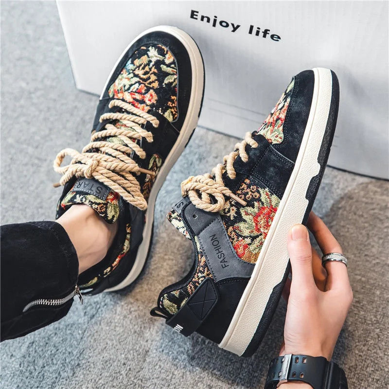 Men's Retro Flat Casual Shoes — All-Match Denim & Leather Spring Summer Shoes (Sizes 39-44)