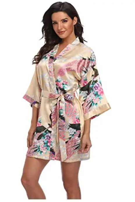 Women's Floral Rayon Kimono Robe | Sexy Lingerie Bath Gown Nightdress Oversize