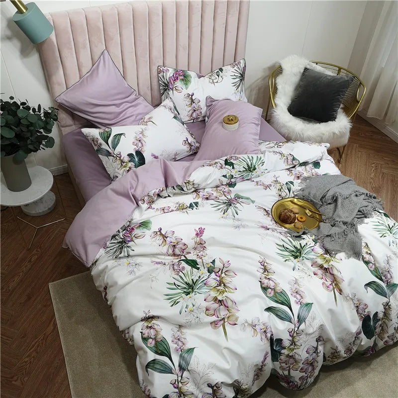 500TC Egyptian Cotton Bedding Set – 4 or 6-Piece Luxury Duvet Cover with Sheet & Pillowcases, 19 Colors