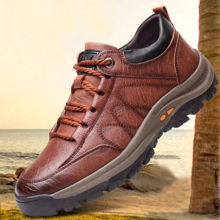 Men's Leather Winter Walking Shoes — Plush Lining Height-Increasing Anti-Slip Casual Shoes (Sizes 39-44)