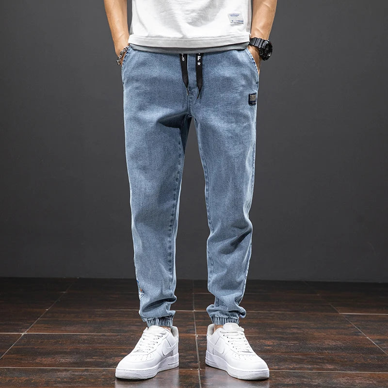Men's Baggy Cargo Denim Jogger Pants — Streetwear Harem Jean Trousers Plus Size