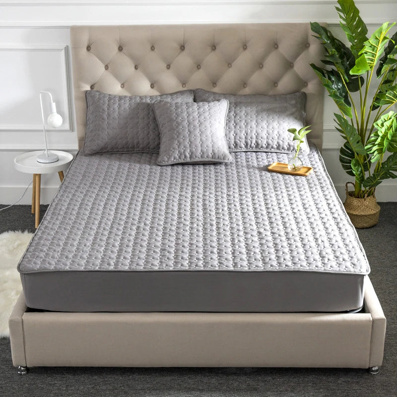 5-Sided Embossed Cotton Quilted Mattress Protector – Washable Anti-Mite Topper, Multiple Sizes