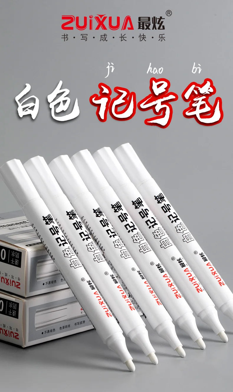 Write on Anything. — White Oily Waterproof Marker Pens | 2.0mm Tip, DIY Graffiti, Sketching & Art Markers, 1, 3 & 5 Pack