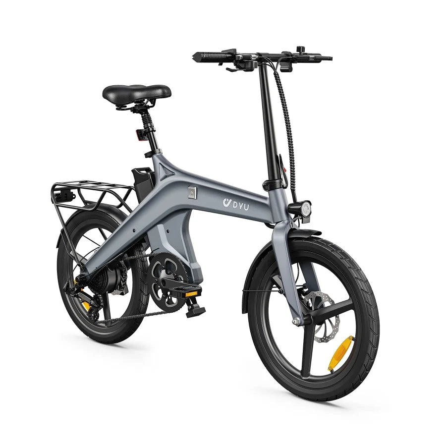 DYU T1 250W 2-Seater Folding Electric City Bike — 36V 10Ah 20" 7-Speed with Rear Seat