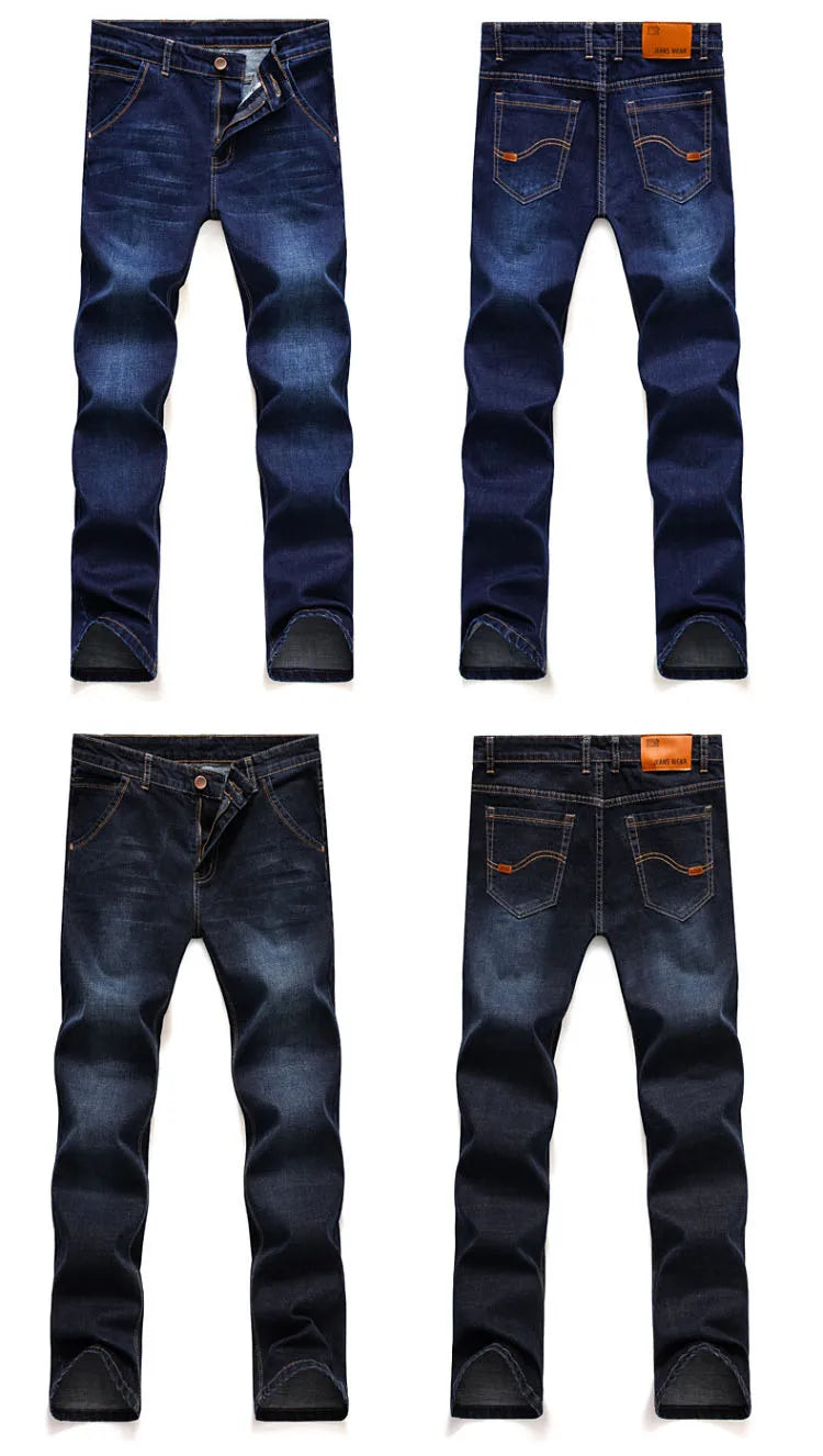Men's Slim Straight Stretch Jeans — Classic Business Denim Pants