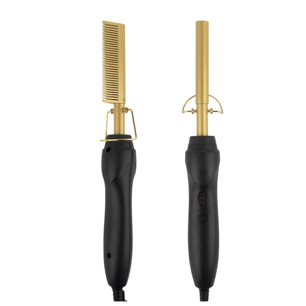 2-in-1 Hot Comb Hair Straightener — Electric Heating Comb for Straight & Wavy Styles