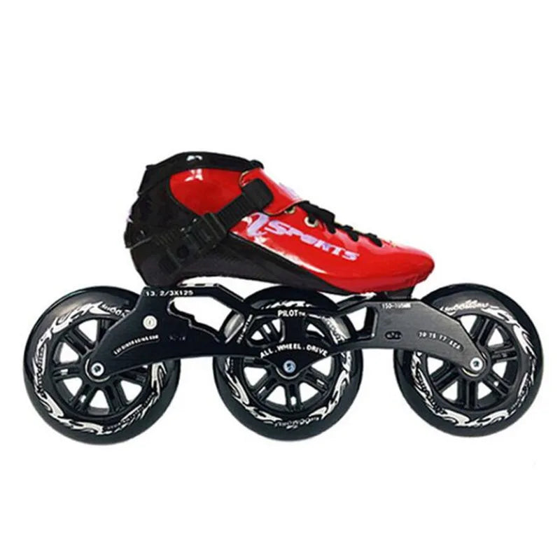 125mm 3-Wheel Marathon Inline Speed Skates – Carbon Fiber, 3x125mm Racing Skate Shoes for Kids & Adults