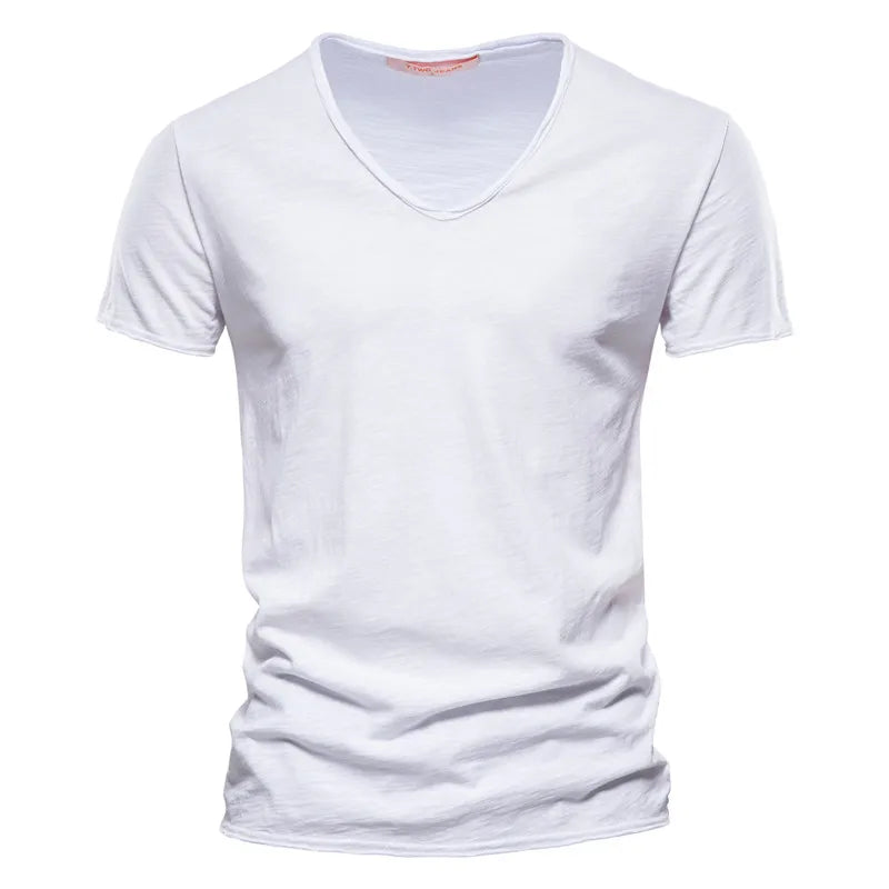 Men's 100% Cotton V-Neck Slim Fit T-Shirt — Fitted Everyday Tee