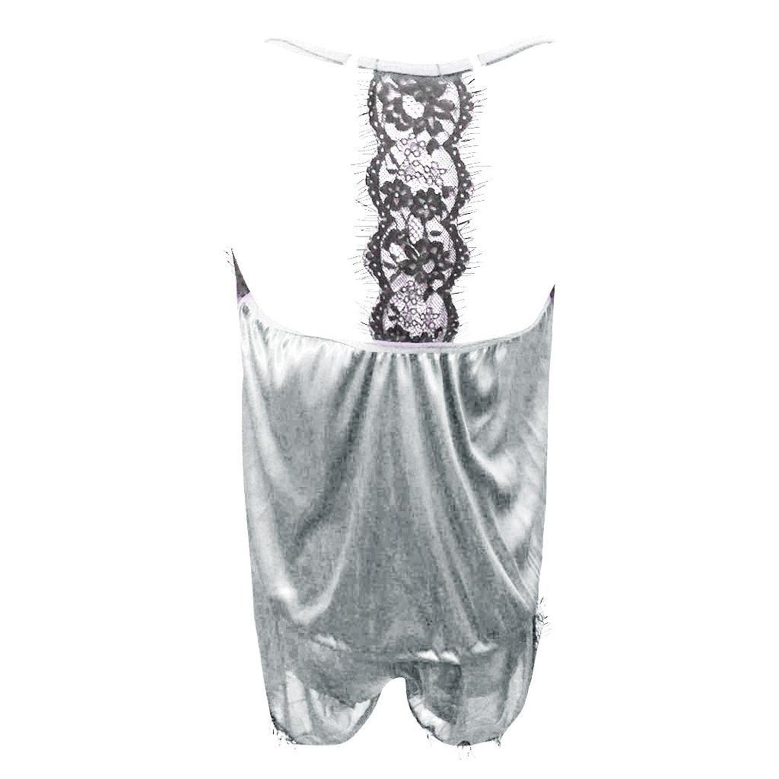 Lace V-Neck Satin Pajama Set — 2-Piece Sexy Sleepwear