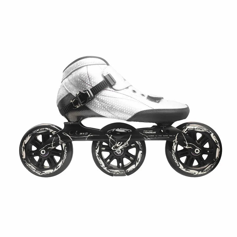 125mm 3-Wheel Marathon Inline Speed Skates – Carbon Fiber, 3x125mm Racing Skate Shoes for Kids & Adults