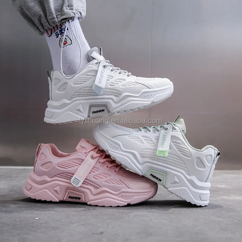 Women's Lace-Up Mesh Platform Sneakers — Breathable Comfortable Walking Shoes (Sizes 35-40)