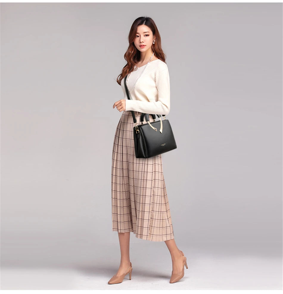 VANDERWAH Luxury Microfiber Leather Casual Tote Bag – Designer Shoulder Crossbody Handbag for Women